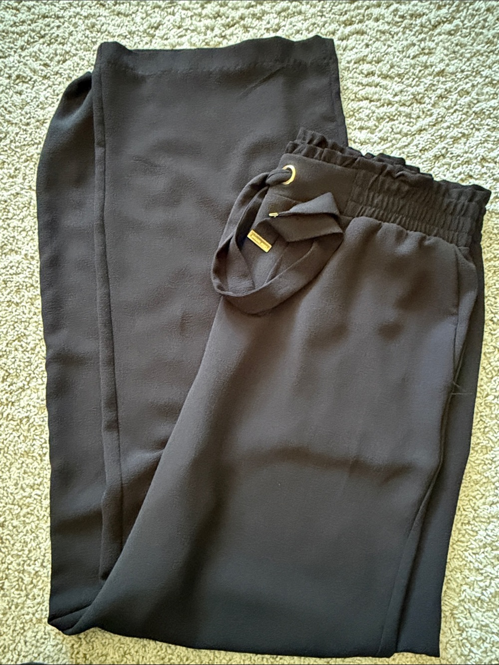 Michael Kors Black Wide-Leg Drawstring Pants - Picture 3 of 3